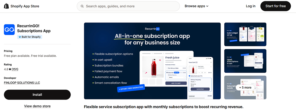 Recurringo Cart Upsell Subscription