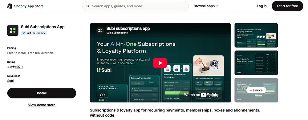 Subi Subscription Billing Widget