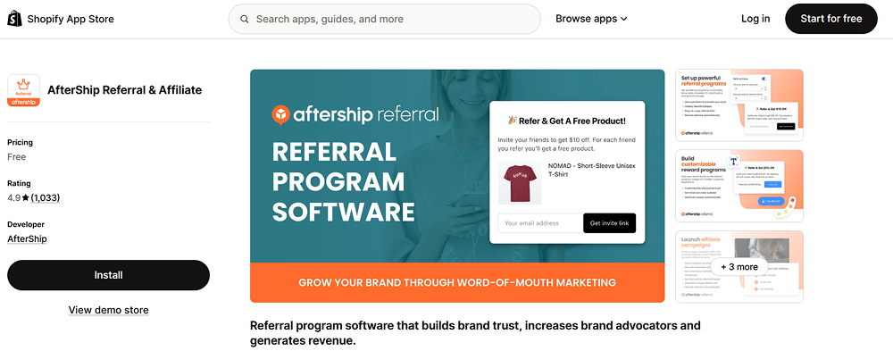 aftership referral affiliate Shopify app