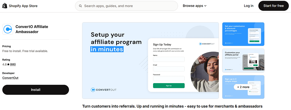 converto Shopify affiliate ambassador app