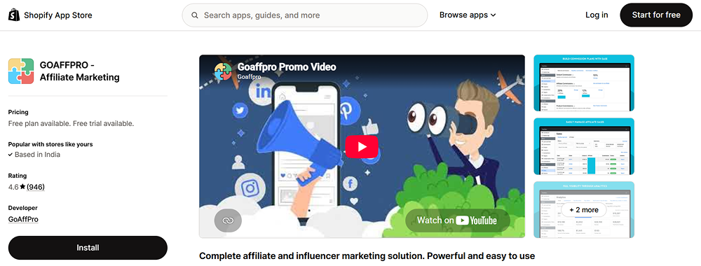 goaffpro Shopify affiliate marketing app