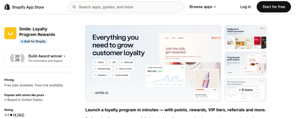 smile shopify loyalty program rewards app