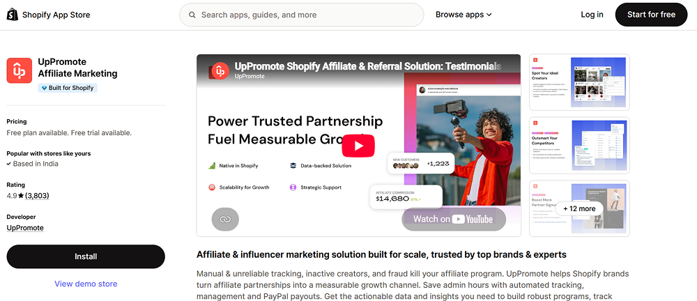uppromote shopify affiliate marketing app